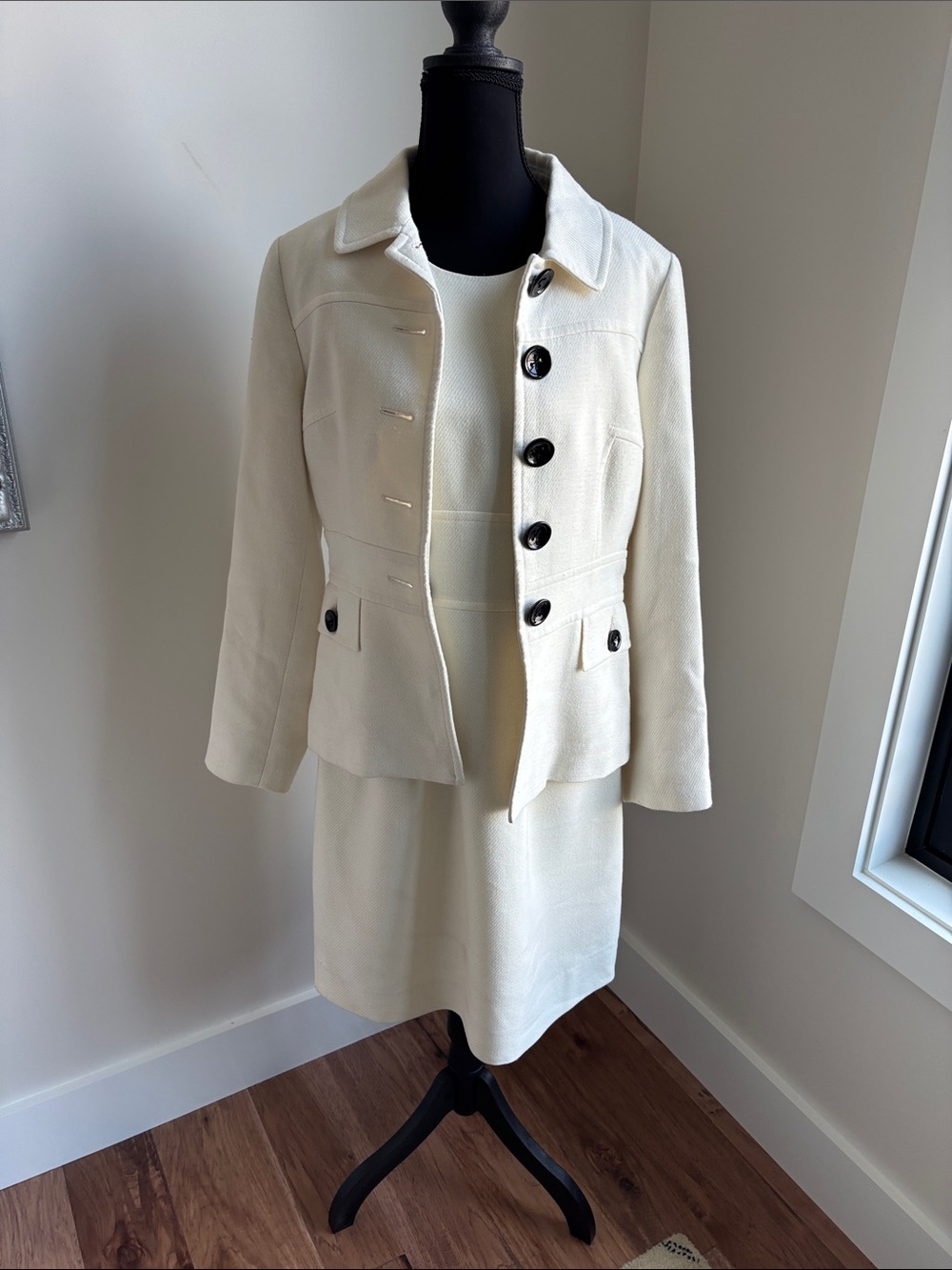 Etcetera Two Piece Ivory Tailored Button-Front Jacket and Dress